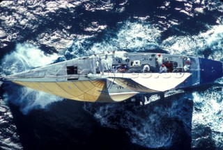 Aerial view of Stars & Stripes at the Americas Cup in 1987