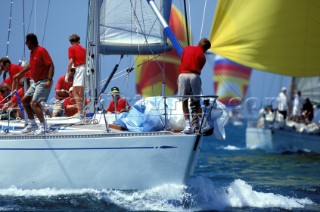 Crew working on deck of Swan