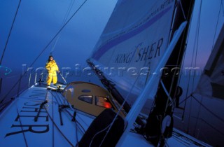 Ellen MacArthur on Kingfisher. ©Rick Tomlinson/Kos Picture Source. 34.5914. Kingfisher