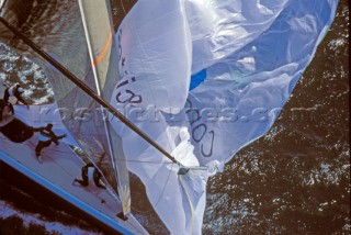 Spinnaker drip aboard IACC Stars and Stripes