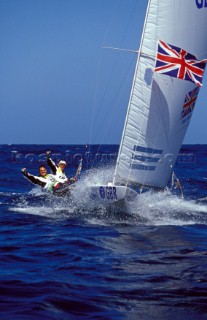 Ian Walker and Mark Covell celebrate their gold medal at the Sydney Olympics 2000