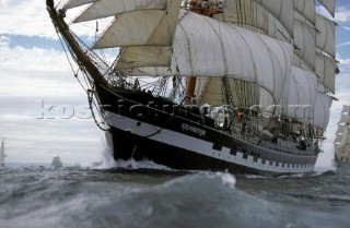 The tall ship Krusenstern under full sail