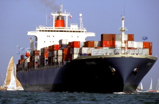 Container Ship & Sails Solent - Cowes Week