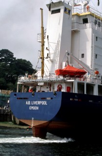 Stern of commercical ship A.B. Liverpool