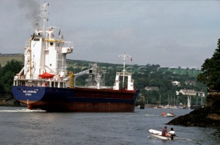 Container ship A.B. Liverpool heads inland to port