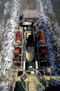 Deck of commercial ship from the masthead