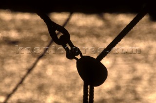 Silhouette of a block on a classic ship