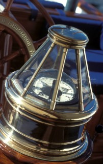 Compass binnacle on classic yacht