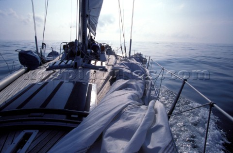 Becalmed aboard a Swan