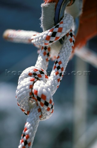 Sheet secured by bowline knot on the clew of a sail