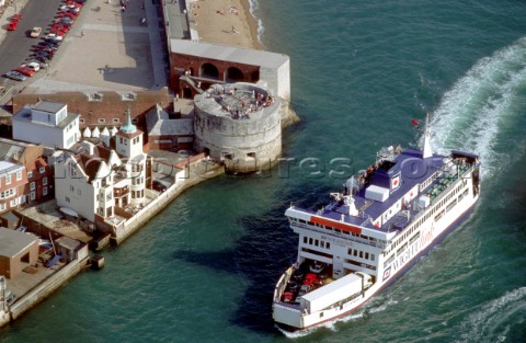An Isle of Wight ferry heads into Portsmouth harbour