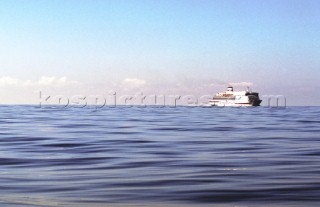 A Brittany Ferry crossing the English Channel in flat calm