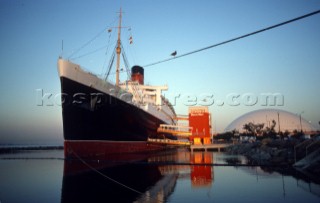 Queen Mary cruise ship alongside her dock