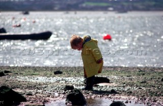 Boy with Labrador Dog  Hawaii - Beach Scenes