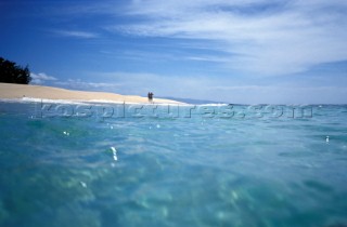 Exotic seascae - shallow water and golden beach