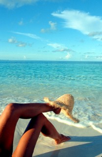 Foot, Hat, Sand & Sea Beach Scene