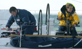 Le Havre 1 November 2003 Transat Jacques Vabre 2003 Start of the Monohulls: Emma Richard and Mike Sanderson