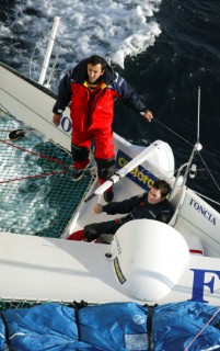 Le Havre 5 November 2003 Transat Jacques Vabre 2003 Start in Le Havre for the Multicoques 60 FONCIA: Ellen Mac Arthur and Alain Gautier