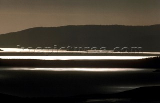 A moonlight view from the shore of Tasmania