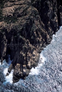 Aerial view of sea and rocks