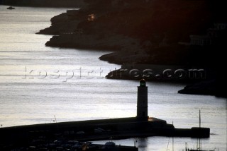 Mediterranean port at dusk