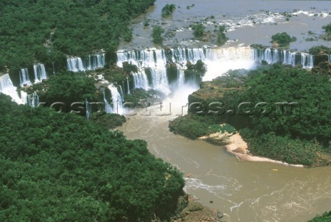 Aerial view of Iguaza Falls Argentina