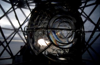 Detail of the light in Eddystone lighthouse, near Plymouth, Devon, UK