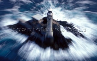 Aerial view of the Fastnet rock and lighthouse, Irish Sea