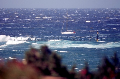 Yacht in rough seas