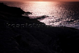 Coastline of Hawaii at sunset