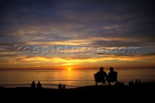 Sunset on the Beach Silhouetted people