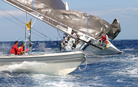 Maxi Alexia in collision with Leopard  Maxi Yacht Rolex Cup 2003 Porto Cervo Sardinia