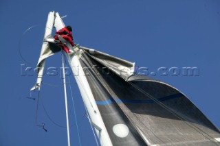 Alexia breaks mast in collision with Leopard. Maxi Yacht Rolex Cup 2003, Porto Cervo Sardinia