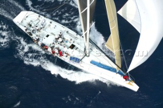 Alexia charges downwind. Maxi Yacht Rolex Cup 2003, Porto Cervo Sardinia