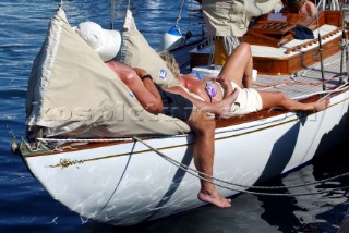 Cannes, France 25 September 2003. Prada Challenge for Classic Yachts - Regates Royales 2003. Third day - no racing for heavy wind conditions . the dockside. Photo:Guido Cantini/