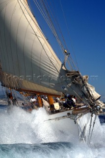 Cannes, France 25 September 2003. Prada Challenge for Classic Yachts - Regates Royales 2003. Third day - no racing for heavy wind conditions . Lelantina. Photo:Guido Cantini/