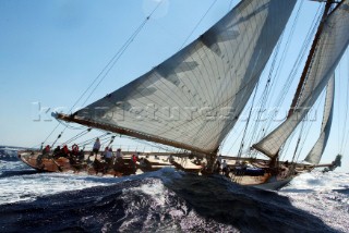 Cannes, France 25 September 2003. Prada Challenge for Classic Yachts - Regates Royales 2003. Third day - no racing for heavy wind conditions . Eleonora. Photo:Guido Cantini/