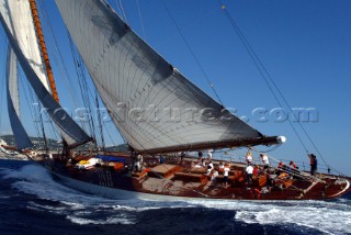 Cannes, France 25 September 2003. Prada Challenge for Classic Yachts - Regates Royales 2003. Third day - no racing for heavy wind conditions . Eleonora. Photo:Guido Cantini/