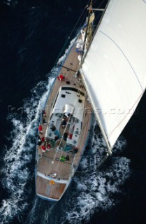 Messina - 26 October 2003. Rolex Middle Sea Race 2003. Sunset at the Messina Strait for Leopard