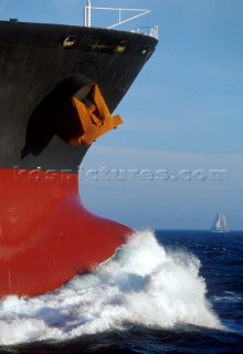 Bow shot of commercial container ship Cargo Ship Bow Wave  Cargo Ship Bow Wave