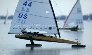 Gyenesdias 22 January 2004. DN ICE SAILING WORLD CHAMPIONSHIP. Ron Sherry US 44.