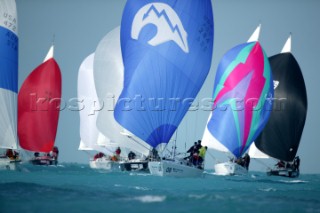 J105 fleet running under spinnaker at Key West Race Week 2004