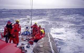 Volvo Ocean Race 2001-2002 - febbraio 2002 Tappa 4 - Auckland - Rio de Janeiro - A bordo. EquipaggioVolvo Ocean Race 2001-2002 - february 2002 . Leg 4 - Auckland - Rio de Janeiro - On board. Crew.