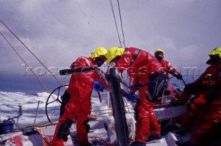 Volvo Ocean Race 2001-2002 - febbraio 2002 Tappa 4 - Auckland - Rio de Janeiro - A bordo. EquipaggioVolvo Ocean Race 2001-2002 - february 2002 . Leg 4 - Auckland - Rio de Janeiro - On board. Crew.