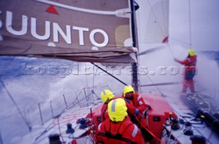 Volvo Ocean Race 2001-2002 - febbraio 2002 Tappa 4 - Auckland - Rio de Janeiro - A bordo. EquipaggioVolvo Ocean Race 2001-2002 - february 2002 . Leg 4 - Auckland - Rio de Janeiro - On board. Crew.