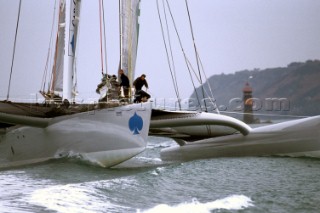 Olivier de Kersauson on board french trimaran Geronimo sponsored by Cap Gemini and Schneider Electric