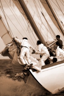 Classic yacht in sepia