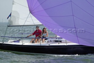 J80 Just Savage owned by Liz Savage racing in the Solent