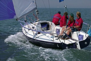 J80 Just Savage owned by Liz Savage racing in the Solent