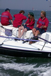 J80 Just Savage owned by Liz Savage racing in the Solent